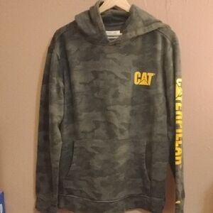 Caterpillar Men's Camo Hoodie with Yellow Logo